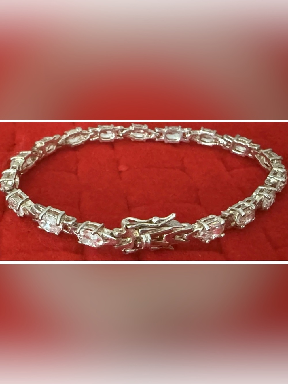 FAS 925 Sterling Silver Tennis Bracelet with Clear Stones - Silver